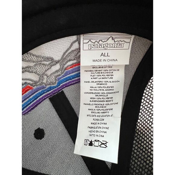 Patagonia Black Trucker Hat With Logo Embroidery Snapback Mesh Back - Picture 5 of 8